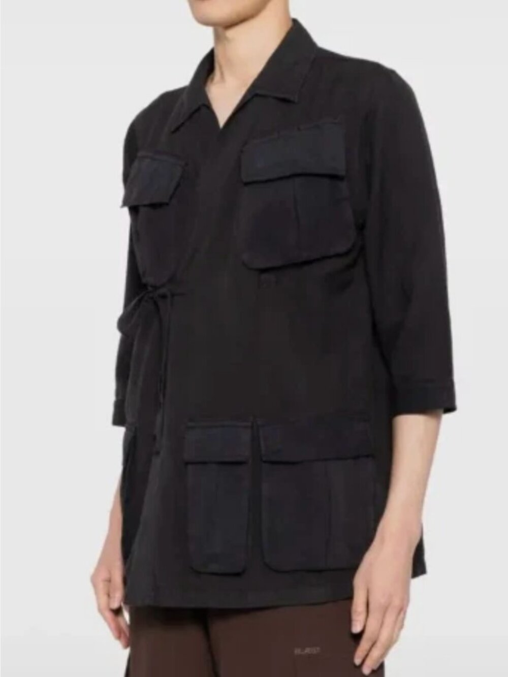 DESIGNER Streetwear MAHARISHI Jungle Kimono Black Hemp/Cotton Shirt ~ Sz L NWT
